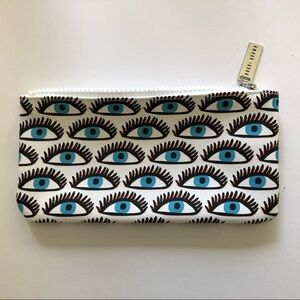 Bobbi Brown Make up bag evil eye pattern NWT white/blue/black